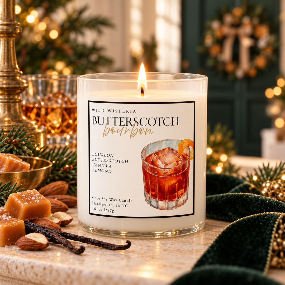 Butterscotch Bourbon 8oz Luxury Holiday Candle