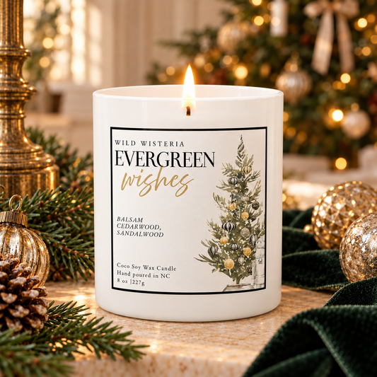 Evergreen Wishes Luxury  8 oz Holiday Candle