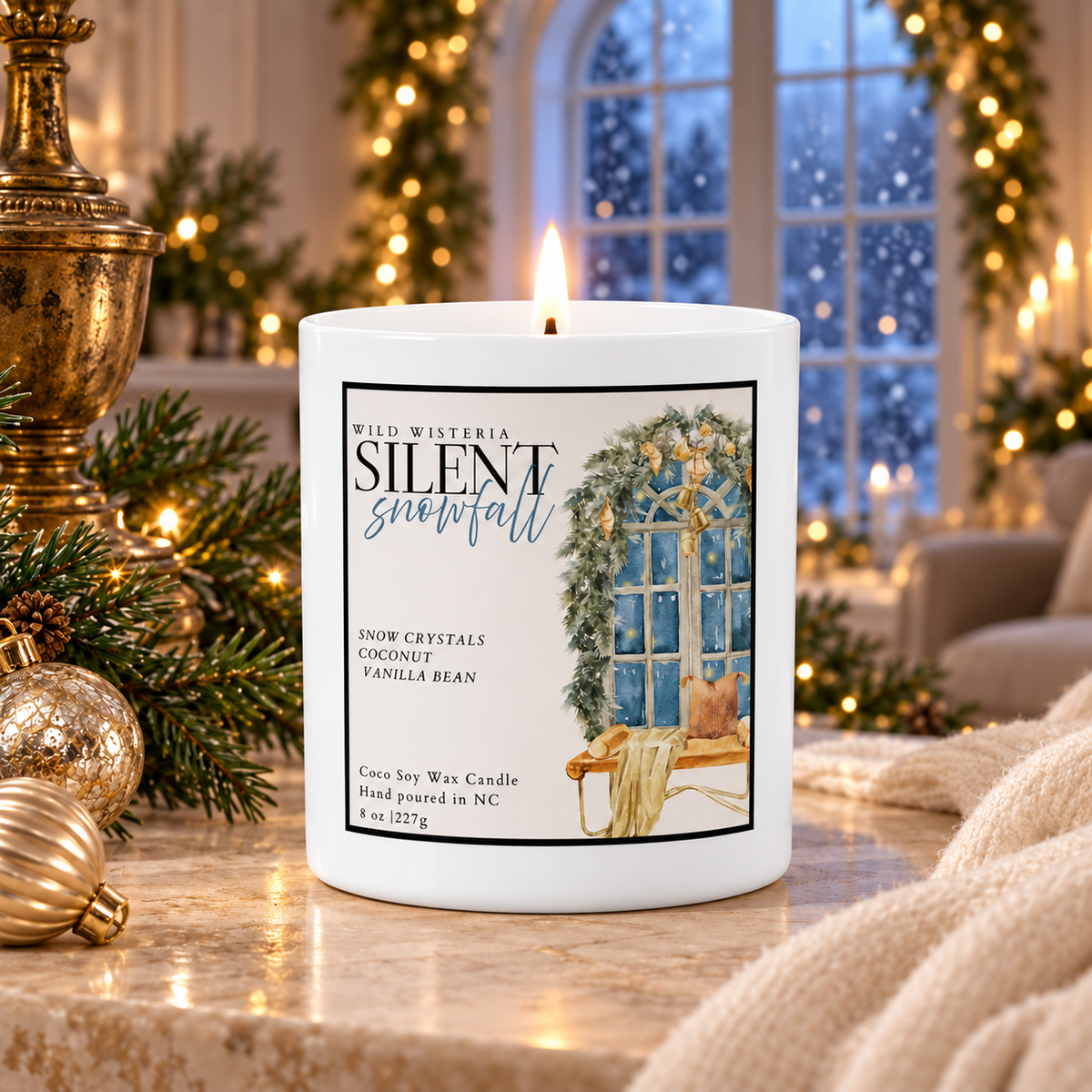 Silent Snowfall Luxury 8 oz Holiday Candle