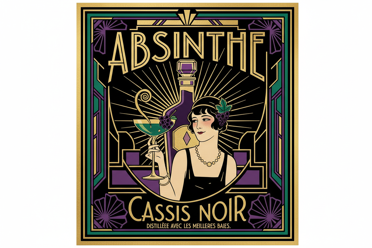 black Current absinthe art deco poster