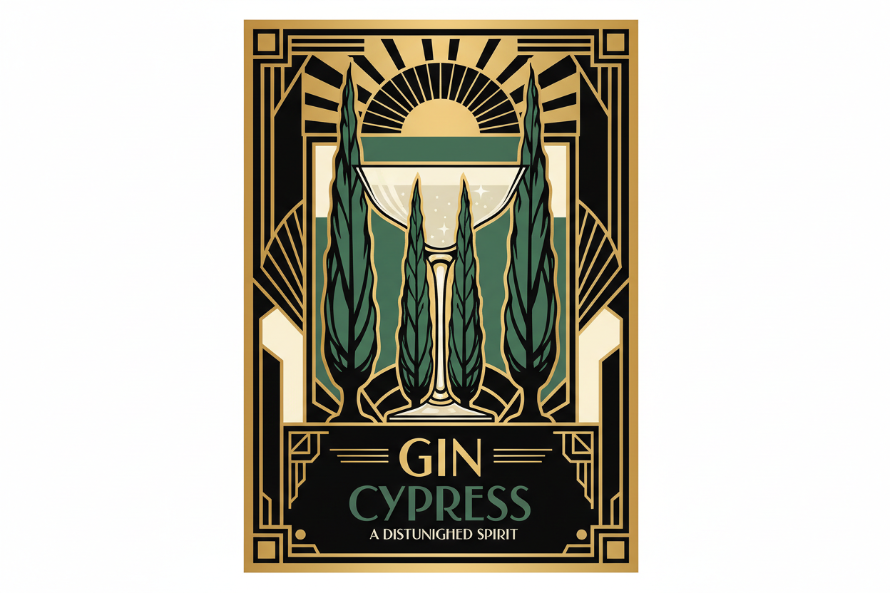 gin and cypress art deco poster