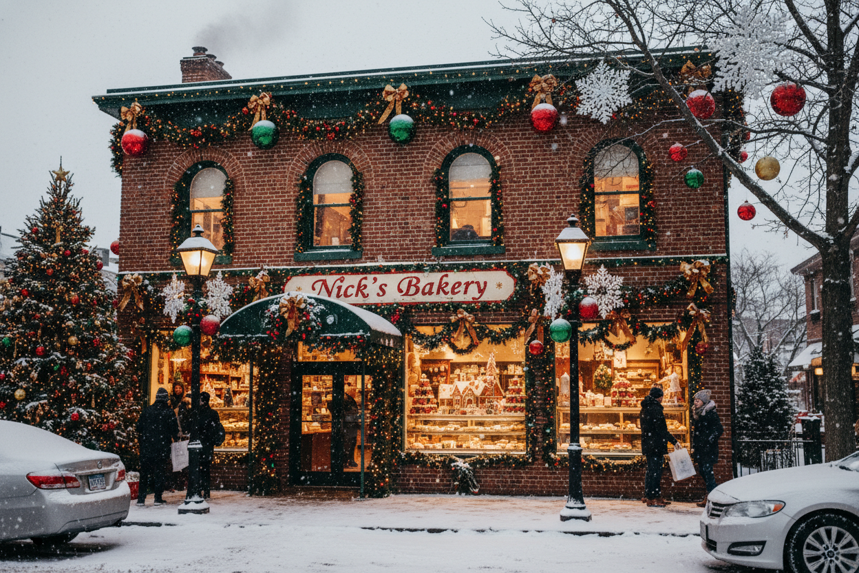 Make a holiday image with Nick's Bakery picture I uploaded