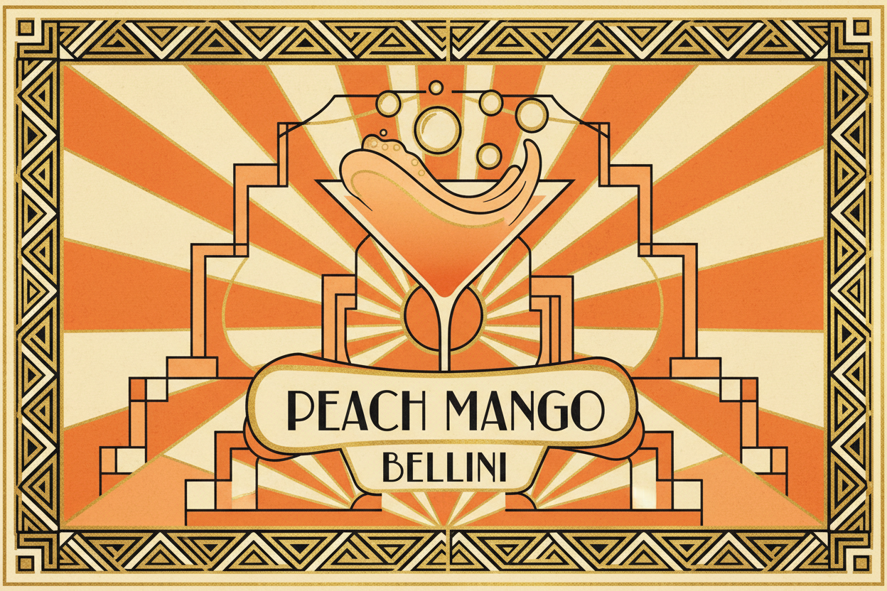 peach mango bellini art deco style poster